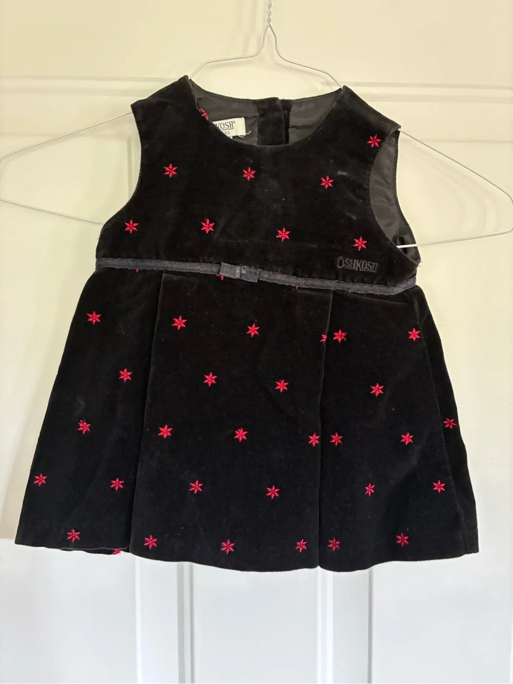OshKosh B'gosh Black Velvet Dress with Red Star Accents